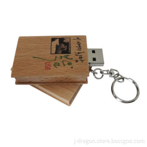 Wooden Book Shape USB Flash Drive Disk